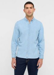 Męska Koszula Mustang Style Cullman Denim Blue 1016946 5000 200. Niebieskie koszule męskie Mustang, m, bez wzorów, z denimu, bez kołnierzyka, bez ramiączek. Za 169.99 zł.