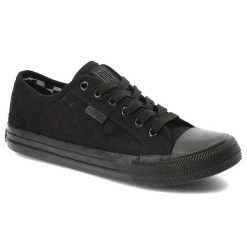 Czarne Trampki Big Star Modne Buty Damskie. Czarne trampki i tenisówki damskie Big Star, bez wzorów, retro, bez zapięcia. Za 149.00 zł.