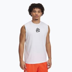 Koszulka koszykarska męska Under Armour Curry Tee. Białe koszulki sportowe męskie Under Armour, m, bez wzorów, bez kołnierzyka, bez ramiączek, do koszykówki. Za 129.99 zł.