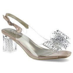 Sandaly damskie Scaviola, z transparentnym paskiem ozdobionym kryształkami regulowanym zapięciem na sprzączce oraz przezroczystym obcasem o geometryc. Czerwone sandały damskie Sca'viola, z aplikacjami, bez obcasa, na obcasie, bez zapięcia. Za 289.00 zł.