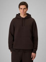 4F Bluza dresowa regular z kapturem męska 4F x Robert Lewandowski - brązowa S. Brązowe bluzy męskie 4f, m, bez wzorów, z bawełny, z kapturem, na fitness i siłownię. Za 249.99 zł.