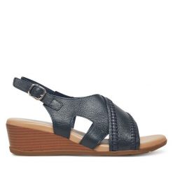 Sandały Lasocki. Niebieskie sandały damskie Lasocki, bez wzorów, bez obcasa, na koturnie, bez zapięcia. Za 118.99 zł.