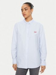 Tommy Jeans Koszula DW0DW19358 Błękitny Relaxed Fit. Niebieskie bluzki damskie Tommy Jeans, l, bez wzorów, z bawełny, bez kołnierzyka, bez ramiączek. Za 249.99 zł.