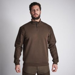 Sweter outdoor Solognac Renfort 500. Brązowe bluzy męskie SOLOGNAC, xl, bez wzorów, z materiału, bez kaptura. W wyprzedaży za 99.99 zł.