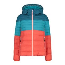 Kurtka puchowa damska CMP. Czerwone kurtki sportowe damskie CMP, bez wzorów, z puchu, bez kaptura, trekkingowe. Za 339.99 zł.