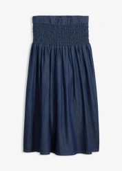 Spódnica jeansowa z gumką w pasie. Niebieskie spódnice damskie bonprix, bez wzorów, z jeansu. Za 149.99 zł.