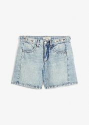 Szorty dżinsowe mid waist, low stretch. Czarne szorty damskie bonprix, bez wzorów, z bawełny. Za 77.99 zł.