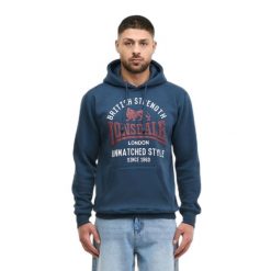 Bluza z kapturem Lonsdale Cleadon. Niebieskie bluzy męskie Lonsdale, s, bez wzorów, z bawełny, z kapturem, na fitness i siłownię. Za 310.00 zł.