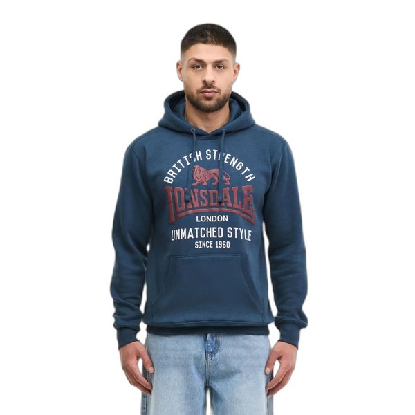 Bluza z kapturem Lonsdale Cleadon. Niebieskie bluzy męskie Lonsdale, s, bez wzorów, z bawełny, z kapturem, na fitness i siłownię. Za 273.56 zł.