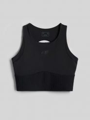 4F Crop top do jogi szybkoschnący damski - czarny M. Czarne koszulki sportowe damskie 4f, l, bez wzorów, z gumy, biznesowe, bez kołnierzyka. Za 119.99 zł.