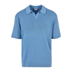 Oversizowe, prążkowane polo Urban Classics. Niebieskie koszulki polo męskie Urban Classics, m, bez wzorów, prążkowane, bez ramiączek. Za 237.00 zł.