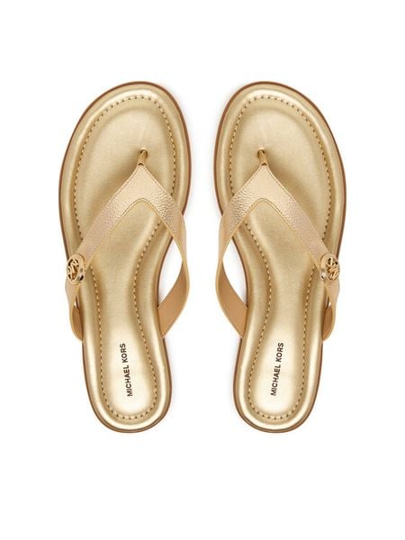MICHAEL Michael Kors Japonki Ering Thong 40S6ERFS1M Złoty. Żółte klapki damskie MICHAEL Michael Kors, bez wzorów, ze skóry, bez obcasa. Za 479.99 zł.