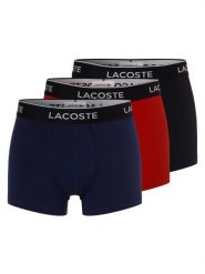 Lacoste Obcisłe bokserki pakowane po 3 szt. Mężczyźni Bawełna czarny|niebieski|czerwony, L. Czarne bokserki męskie Lacoste, l, bez wzorów, z bawełny. Za 209.95 zł.