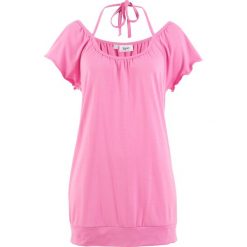 Shirt ze stretchem, krótki rękaw bonprix jasnoróżowy. Bluzki damskie bonprix. Za 44.99 zł.