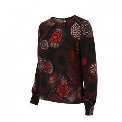 Desigual Blus Luna Rep damska bluzka wiskoza XL czarna, wzór ciemny. Czarne bluzki damskie Desigual, xl, bez wzorów, z materiału, klasyczne, bez kołnierzyka, bez ramiączek. Za 320.99 zł.