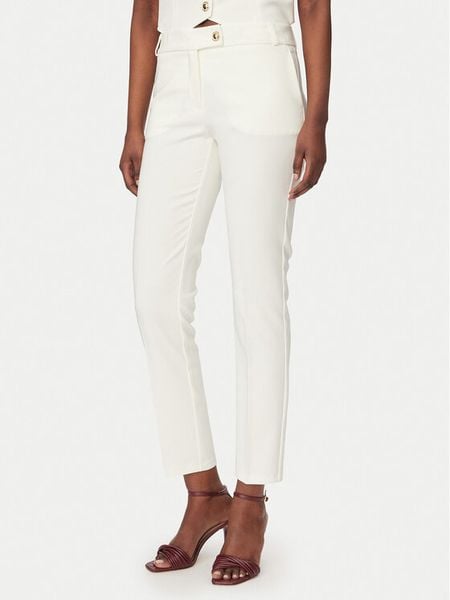 Rinascimento Spodnie materiałowe CFC0128638003 Biały Slim Fit. Białe spodnie materiałowe damskie Rinascimento, m, bez wzorów, z materiału. Za 290.99 zł.