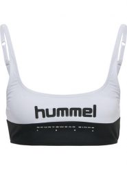 Damski top do kostiumu kąpielowego Hummel Cindi. Białe topy damskie Hummel, s, bez wzorów, z dżerseju, bez kołnierzyka, bez ramiączek. Za 156.50 zł.