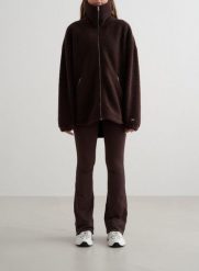 Damska kurtka z polarową podszewką, oversize'owa, rozpinana Pile Jacket kakaowa. Brązowe kurtki damskie Aim'n, s, bez wzorów, z materiału, bez kaptura. Za 593.00 zł.
