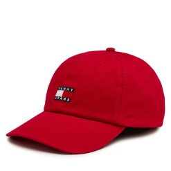 Czapka z daszkiem Tommy Jeans. Czerwone czapki i kapelusze męskie Tommy Jeans, bez wzorów, z jeansu. Za 89.99 zł.