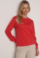 Czerwona Bluza z Bawełną Ozdobiona Ściągaczami Hilani. Czerwone bluzy damskie Born2be, l, bez wzorów, z bawełny, bez kaptura. Za 49.99 zł.