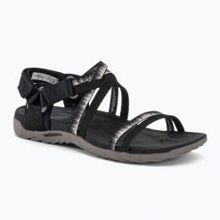 Sandały Turystyczne Lifestyle Damskie Merrell Terran 3 Cush Lattice. Czarne obuwie sportowe damskie Merrell, bez wzorów, trekkingowe. Za 289.99 zł.