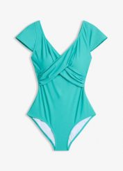 Kostium kąpielowy lekko modelujący sylwetkę. Zielone kostiumy jednoczęściowe damskie bonprix, bez wzorów, eleganckie. Za 129.99 zł.