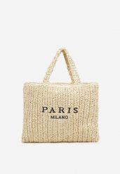Beżowa Torebka Typu Shopper Ozdobiona Plecionką Zenauri. Brązowe torebki shopper damskie Renee, bez wzorów, z jeansu, eleganckie, bez dodatków. Za 69.99 zł.