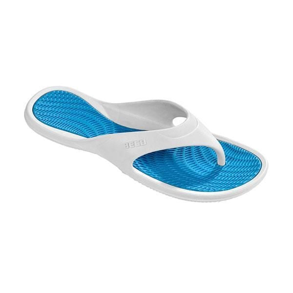 Klapki beco damskie - turkusowo-białe. Białe klapki damskie 47 Brand, bez wzorów, sportowe, bez obcasa. Za 193.99 zł.