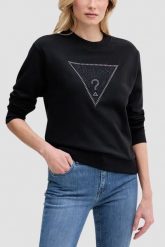 GUESS Czarna bluza damska z cyrkoniami Triangle Lace, Rozmiar L. Czarne bluzy damskie Guess, l, z aplikacjami, z dresówki, bez kaptura. W wyprzedaży za 239.99 zł.