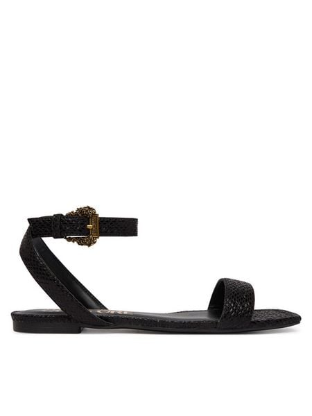 Versace Jeans Couture Sandały 80VA3S61 ZSS84 899 Czarny. Czarne sandały damskie Versace Jeans Couture, bez wzorów, z jeansu, bez obcasa, na płaskiej podeszwie, bez zapięcia. Za 631.99 zł.