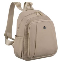 Praktyczny plecak damski wykonany z poliestru w kolorze ecru, jednokomorowy - Peterson. Plecaki damskie Peterson, bez wzorów. Za 89.99 zł.