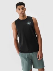 4F Tank top regular z nadrukiem męski - czarny XXL. Czarne koszulki sportowe męskie 4f, m, bez wzorów, z bawełny, klasyczne, bez kołnierzyka. W wyprzedaży za 39.99 zł.