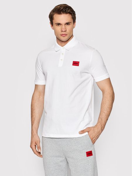 Hugo Polo Dereso222 50466202 Biały Slim Fit. Białe koszulki polo męskie Hugo, m, bez wzorów, z bawełny, bez ramiączek. Za 429.99 zł.