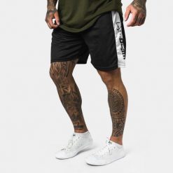 Szorty męskie fitness z gumką czarne Vertical. Czarne krótkie spodenki sportowe męskie GYMBEAM, m, bez wzorów, z materiału, do biegania. Za 54.90 zł.