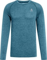 Koszulka z długim rękawem do biegania męska Odlo ESSENTIAL SEAMLESS. Niebieskie koszulki sportowe męskie Odlo, na lato, m, bez wzorów, z materiału, bez kołnierzyka, bez ramiączek, do biegania. Za 235.60 zł.