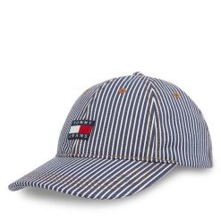 Czapka z daszkiem Tommy Jeans. Niebieskie czapki i kapelusze męskie Tommy Jeans, bez wzorów, z jeansu. Za 99.99 zł.