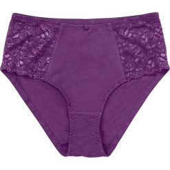Figi z wysoką talią bonprix jagodowy. Figi damskie marki KALENJI. Za 34.99 zł.
