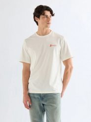MESKA KOSZULKA WRANGLER GRAPHIC TEE WORN WHITE 112377994. Białe t-shirty męskie Wrangler, s, bez wzorów, bez kołnierzyka. Za 69.99 zł.