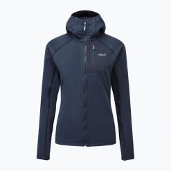 Bluza trekkingowa damska Rab Superflux Hoody. Niebieskie bluzy sportowe damskie RAB, bez wzorów, bez kaptura, trekkingowe. Za 369.99 zł.