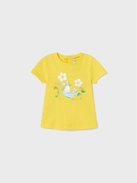 Mayoral T-Shirt 1013 Żółty. Żółte t-shirty i topy dla dziewczynek Mayoral, bez wzorów, z bawełny, bez ramiączek. Za 39.99 zł.