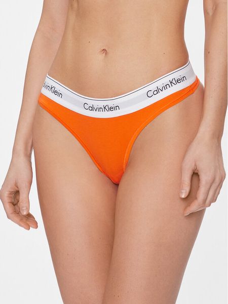 Calvin Klein Underwear Stringi 0000F3786E Pomarańczowy. Brązowe stringi damskie Calvin Klein Underwear, xs, bez wzorów, z bawełny. Za 59.99 zł.