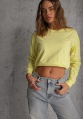 Jasnozielona Bluza z Bawełną ze Ściągaczami przy Rękawach i w Pasie Alberia. Zielone bluzy damskie Renee, l, bez wzorów, z bawełny, bez kaptura. Za 39.99 zł.