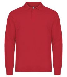 Clique Manhattan L/S Polo męskie – długi rękaw, paski jacquard – Red. Czerwone paski damskie CLIQUE, bez wzorów, z bawełny. Za 135.29 zł.