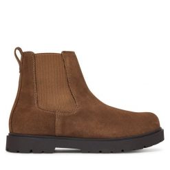 Sztyblety Birkenstock. Brązowe botki męskie Birkenstock, bez wzorów, bez zapięcia. Za 854.99 zł.