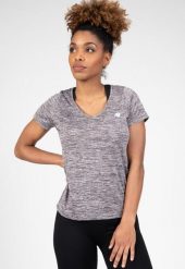 Elmira V-Neck Koszulka - Szary Melange. Szare koszulki sportowe damskie GORILLA WEAR, xs, bez wzorów, z poliesteru, bez kołnierzyka, bez ramiączek, na fitness i siłownię. Za 168.50 zł.