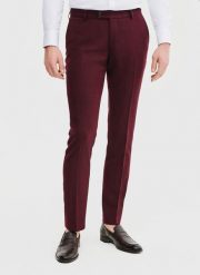 PAKO LORENTE – Spodnie garniturowe w kolorze bordowym. Czerwone eleganckie spodnie męskie Pako Lorente, m, bez wzorów, z elastanu. Za 599.99 zł.