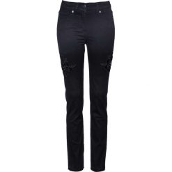 Dżinsy z aksamitną aplikacją bonprix czarny. Czarne jeansy damskie bonprix. Za 159.99 zł.