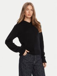 HUGO Sweter Solanu 50545092 Czarny Regular Fit. Czarne swetry damskie Hugo, l, bez wzorów, z wełny, bez kołnierzyka, bez ramiączek, bez kaptura. Za 609.99 zł.