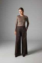 SPODNIE DAKOTA CZEKOLADOWE S - Flawless. Brązowe spodnie materiałowe damskie Flawless, s, bez wzorów, z bawełny, z podwyższonym stanem. Za 474.00 zł.