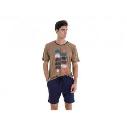 Piżama męska rozm. L Gent L251312 Camel. Brązowe piżamy męskie Massana Homewear, l, z aplikacjami, z bawełny, bez ramiączek, krótkie. Za 210.00 zł.